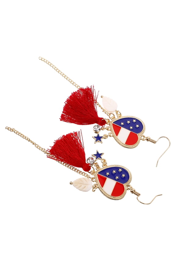 1 Pair Patriotic Dangle Earrings American Flag Earrings Heart Drop Earrings