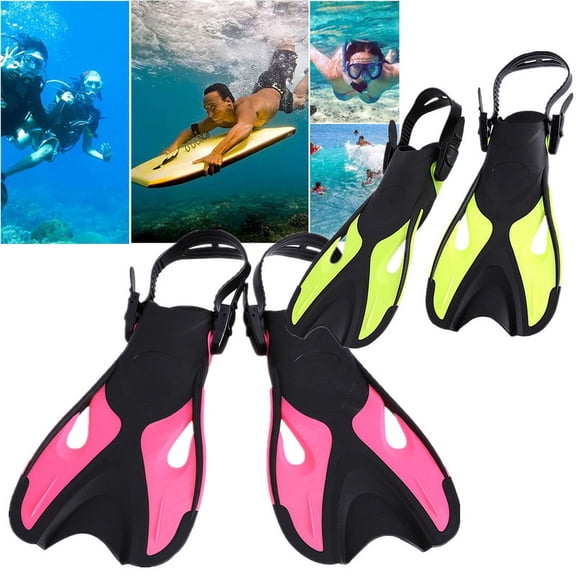 GOOHOCHY 1 Pair Pink TPR Diving Flippers for Snorkeling and Swimming Training 16.1x7.5in