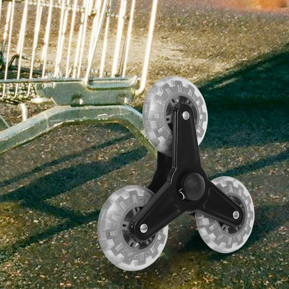 GOOHOCHY 1 Pair Stair Climbing Wheels Replacement Iron Shopping Cart Tri Wheels Repair For Luggage Cart Shopping Cart Climbing Stairs Folding Rolling Laundry Grocery Cart Grey