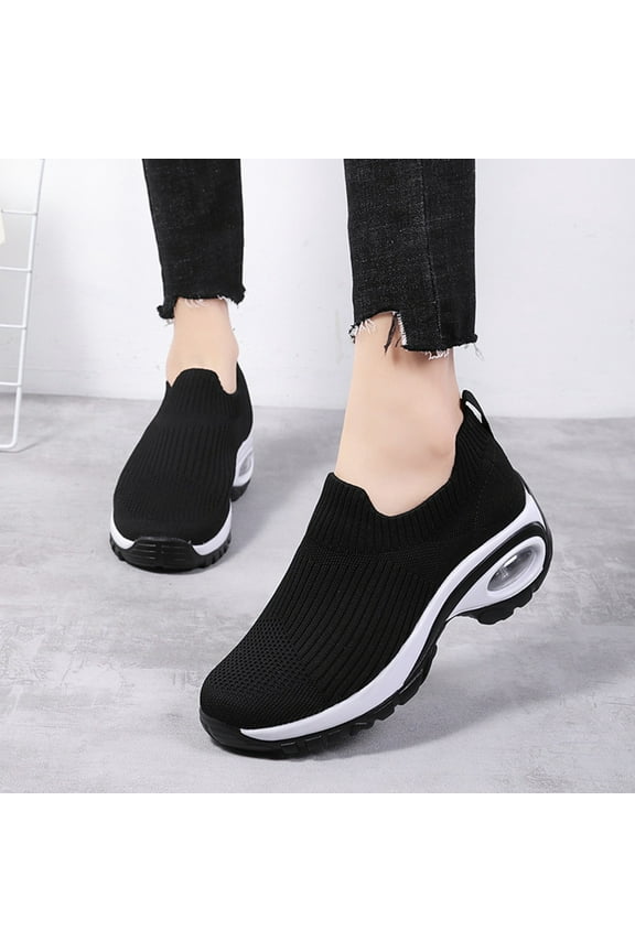 TABLZONE 1 Pair Fitness Shoes Sports Shoes Black PU Breathable Comfortable for Women Walking Travel