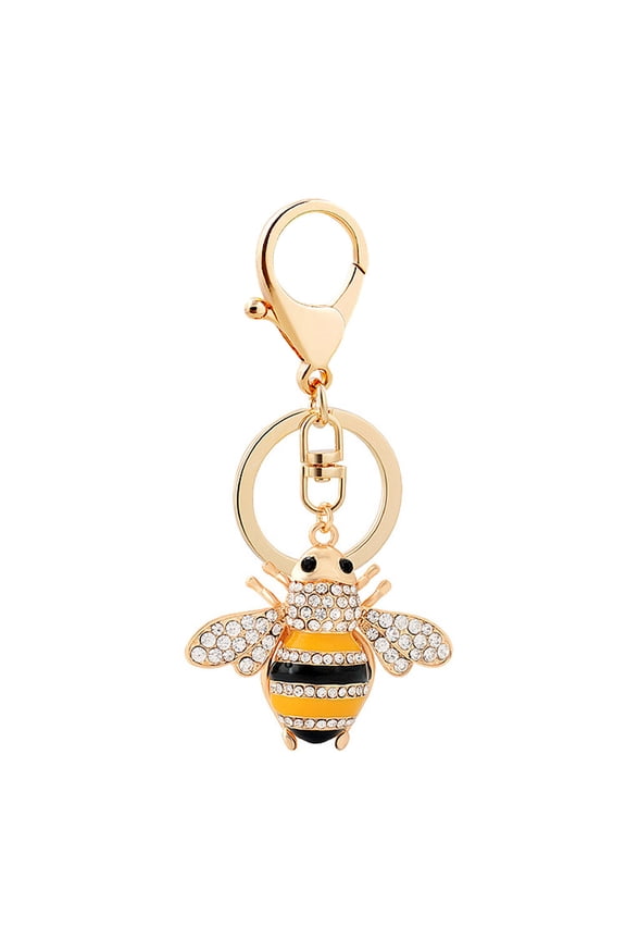 1 Pc Creative Bee Car Key Chain Fashion Bag Pendant Lovely Keychain (Golden)