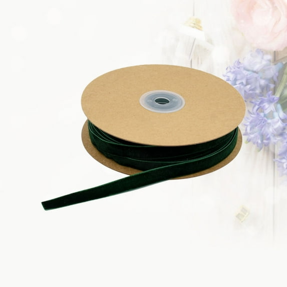 GOOHOCHY 1 Roll of 1CM Width Non-elastic Clothes Headwear Necklace Accessories Ribbon Gift Wrapping Flocking Ribbons DIY Decorative Strap Ribbon Band for Home Shop (Dark Green)