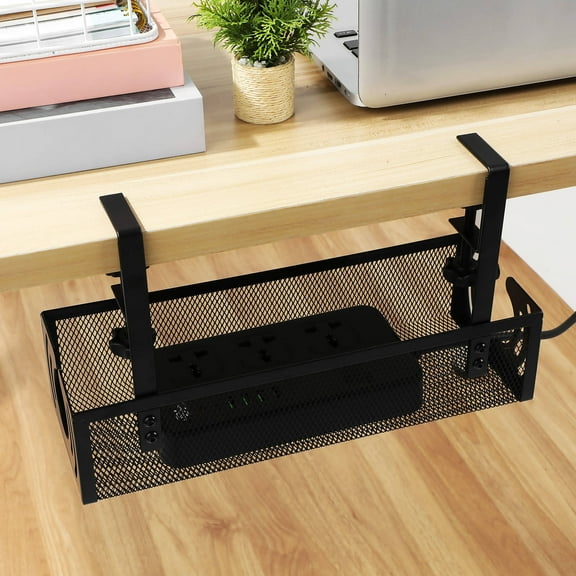 GOOHOCHY Cable Organizer Set Under Desk Clamp-On Wire Management Basket Cord Hider Under Table Wire Storage Clamp Desk Organizer