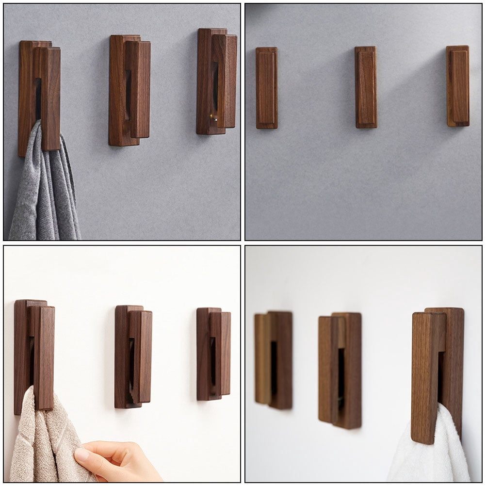 GOOHOCHY 1 Set Door Back Hook Rack Black Walnut Rectangular Hanging ...
