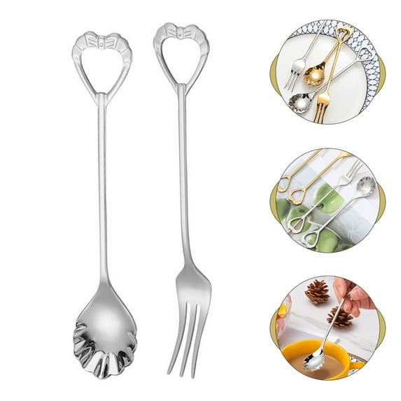 ADDHAT Kitchen Forks and Spoons Set Silver 1 Set 5.5X0.6X0.4In