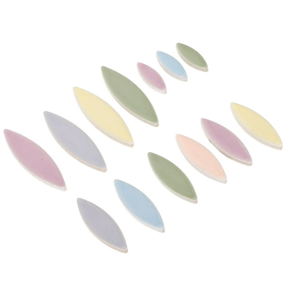 GOOHOCHY 1 Set Tiles Craft Glass Pieces Multi Colored Petal Shape Diy Craft Decorative Material