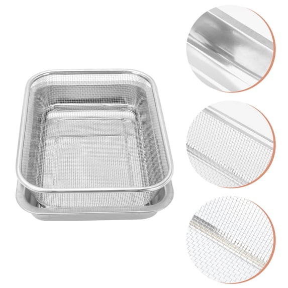 GOOHOCHY Oil Strainer Stand Stainless Steel Oil Spill Net 1 Set