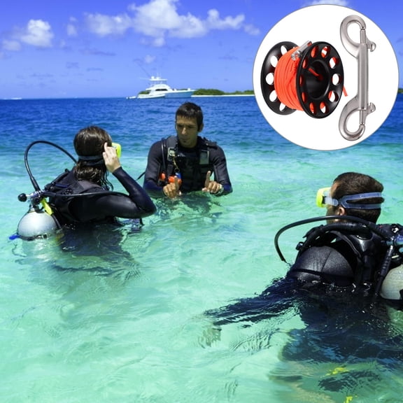FUEENIRVA Multipurpose Diving Reel Spool Scuba Diving Spool Black 1 Set 2.2X2.2X1.4in