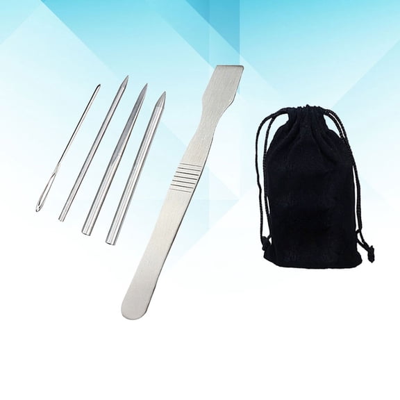 GOOHOCHY 1 Set Stitching Leather Weaving & Bracelet Needle Lacing Needle and Smoothing Tool with Bag (Silver)