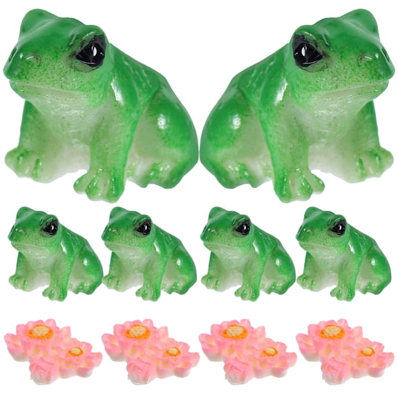 GOOHOCHY 1 Set of Lovely Frog Figurine Adorable Lotus Statue Figurine Ornament Frog Figurines