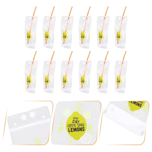 FUEENIRVA 1Set Multi Color Portable Self Sealing Drink Pouch for Juice and Cocktails