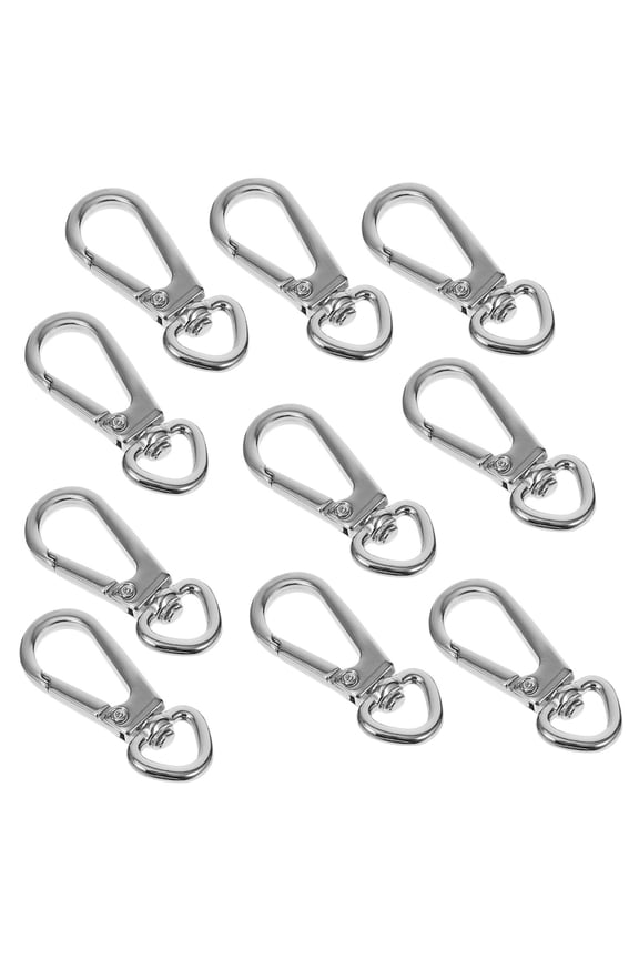 10-Piece Heavy Duty Metal Keychain Carabiner Hooks Silver Clasp for Keys and Accessories