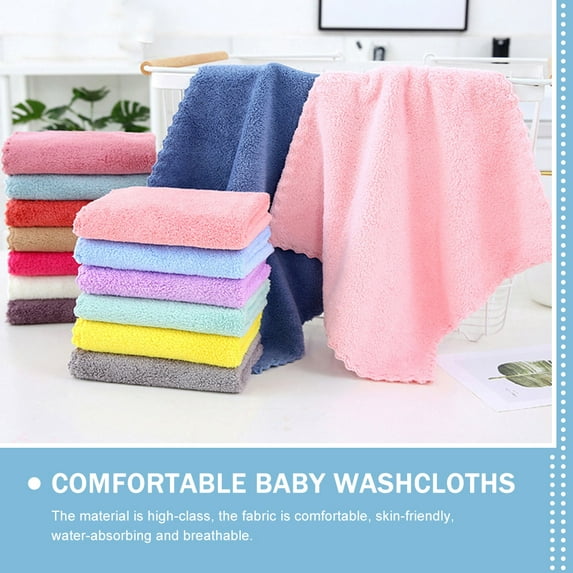 GOOHOCHY 10 Pcs Coral Fleece Towel Rags Microfiber Dishcloths for Washing up Baby Towels