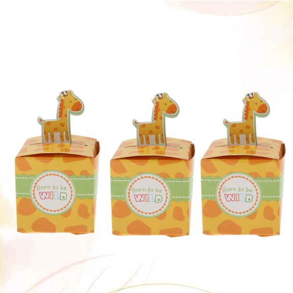 Mobutofu 10Pcs Wedding Candy Box Paper Material Yellow Giraffe Print for Party Use