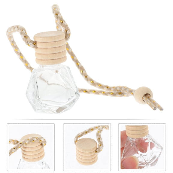 GOOHOCHY 10 Pcs Glass Pendants Empty Car Diffuser Bottles Hanging Decor