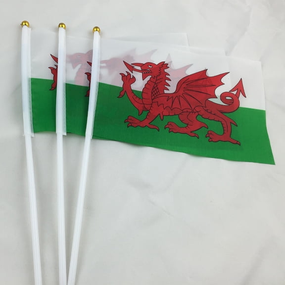 GOOHOCHY  10 Pcs Hand Waving Flag Miniature Welsh Desktop Flags National Table Decor