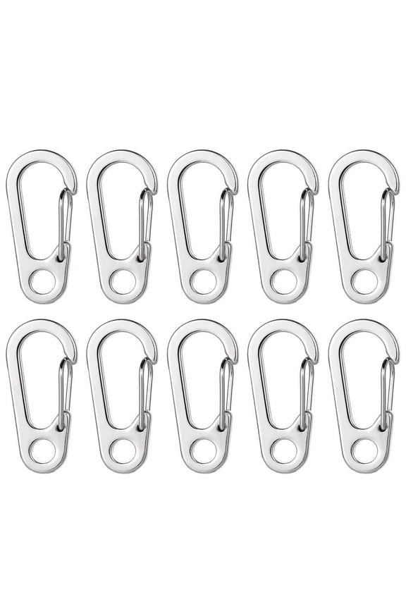 10 Pcs Hanging Keychain Small Carabiner Clips Shaped Silver
