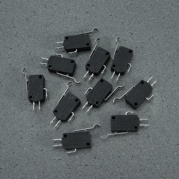 Mobutofu 10Pcs Micro Electric Pin Type Momentary Push Button Switch for Charging with Plastic Housing Black