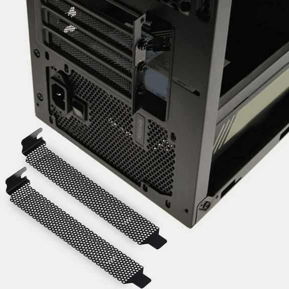 GOOHOCHY 10 Pcs Pci Slot Cover Hard Steel Dustproof Computer Fan Grills Black