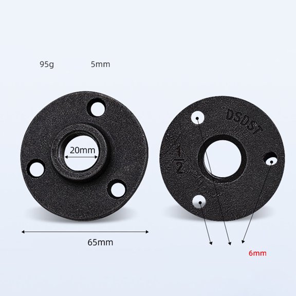 GOOHOCHY 10 Pcs Threaded Flanges Wall Mounted Pipe Fittings Floor Flange 6.66.5CM Black