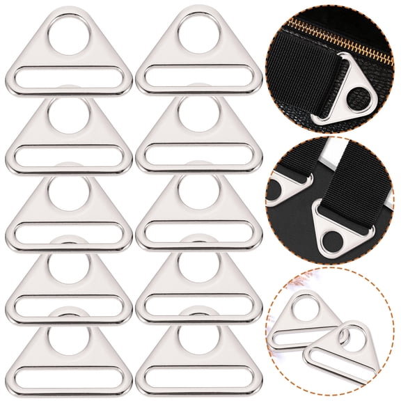 ADDHAT Triangle Shaped Buckles 10Pcs Silver Corrosion Resistant For Backpacks