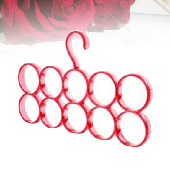 GOOHOCHY 10 Rings Scarf Rack Hole Design Hanger Fine Workmanship Hanger Size 2 Red