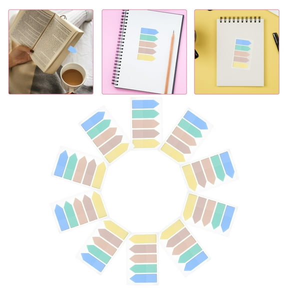 GOOHOCHY 10 Sets Arrow Label Bright Adhesive Strips Markers Sticky Index Tabs