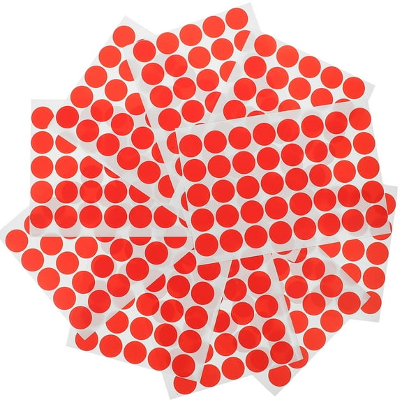 GOOHOCHY 10 Sheets Red Paper Dot Stickers Round Circle Color Dots for Classification Marking 9.3X5.9X0.04in
