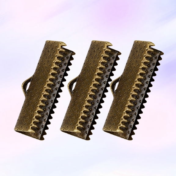 GOOHOCHY 100 PCS Metal Crimp Clamp Fastener for Ribbon Ends, Frayed Edge Repair, 2.5 x 0.5 x 0.5 cm Metal Clips