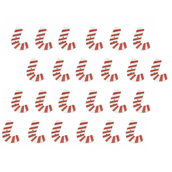 GOOHOCHY  100 Pcs Christmas Candy Cane Buttons Jacket Wooden Style Child