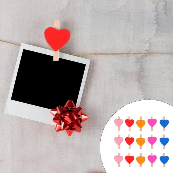 Mobutofu Wooden Clothespin Heart Shape for Artists in Home Decorations 100Pcs 1.3X0.9X0.5In
