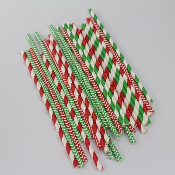 FUEENIRVA Paper Straws Assorted Color 100Pcs 6.3In