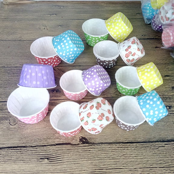 GOOHOCHY 100 Pcs Paper Baking Cups for Cakes, , Desserts, Snacks, Teacup Style Baking Cases