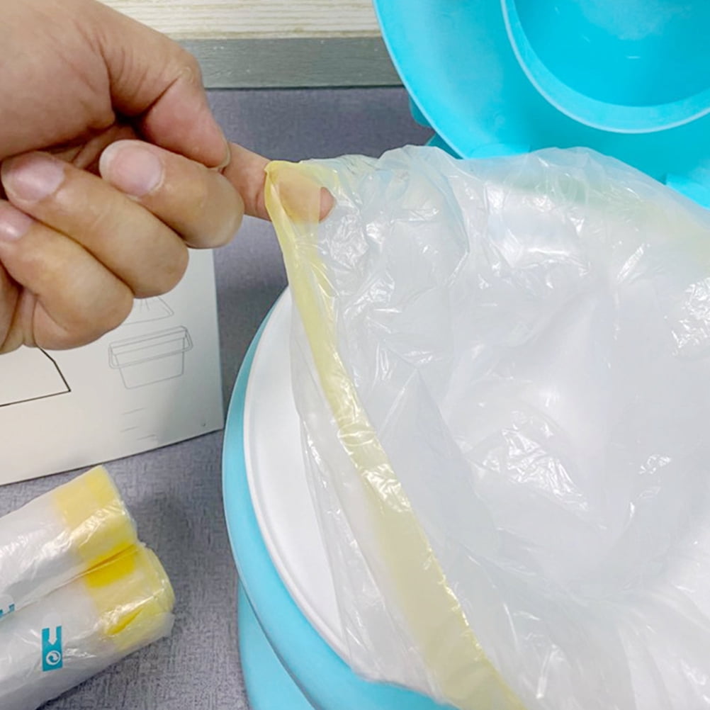 GOOHOCHY 100 Pcs Potty Chair Liners Commode Bags Seat Portable Baby Travel Yellow