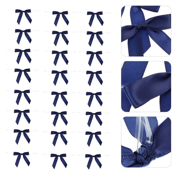 ADDHAT Satin Bows Navy 100Pcs 2.75X2.36X0.39in Polyester