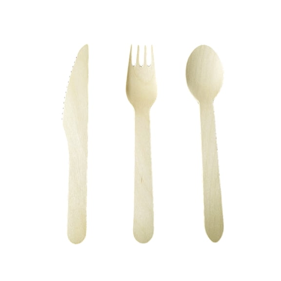 GOOHOCHY 100pcs Kitchen Utensils Set Wood Forks Spoons Beige for Wedding Birthday