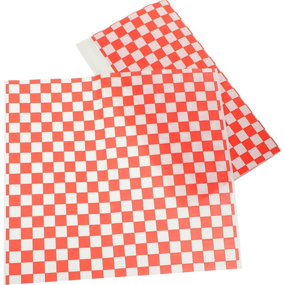 GOOHOCHY 100 Sheets Food Wrapping Paper Greaseproof Plaid Sandwich Red