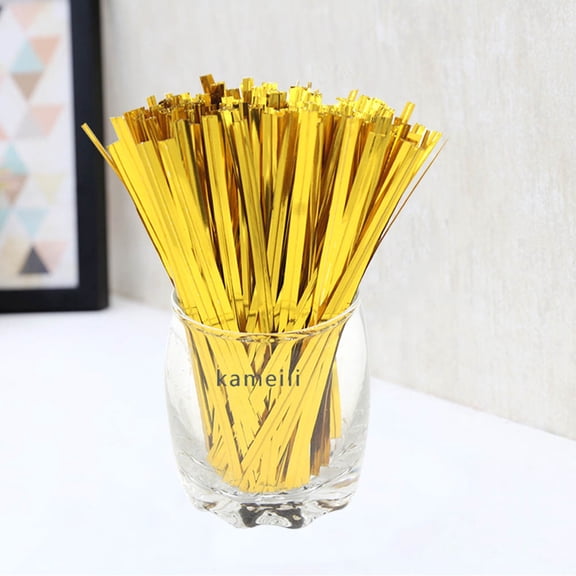 GOOHOCHY 1000pcs Metallic Ties for Bags, 10cm, Metal & Plastic, Perfect for Crafts, , Party Favor Sealing