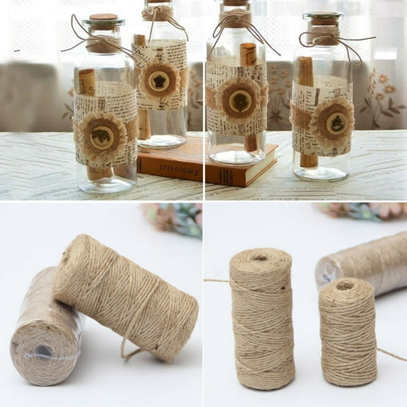 GOOHOCHY 100M Natural Jute Woven Rope Florists Gift Box Woven String Rope Wrapping Cords Thread DIY Scrapbooking Craft Decor (1mm 100g)