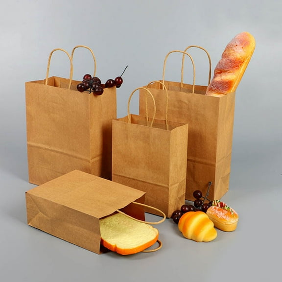 GOOHOCHY 100PCS Kraft Paper Bag Reusable Paper Sack Storage Container Retail Bag Party Storage Pouch (Khaki)