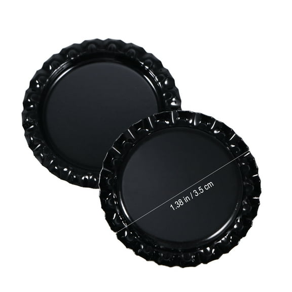 GOOHOCHY Bottle Caps Sealed Bottle Caps Tinplate Black 100pcs 1.4x1.4x0.1in