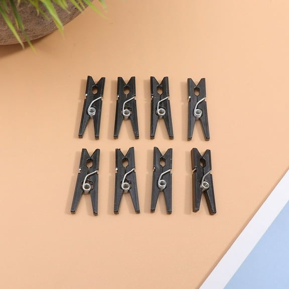 GOOHOCHY 100Pcs Mini Plastic Craft Clips .5cm Hanging Photo Clips Clothes (Black)