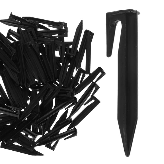 GOOHOCHY 100Pcs Plastic Ground Stakes Black PP for Securing Heavy Duty Unbreakable Windproof Outdoor Gear