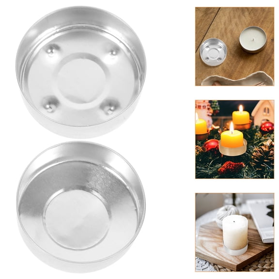 GOOHOCHY 100Pcs Round Silver Candle Cups for Tea Light Container Home Decoration 3.8X3.8in