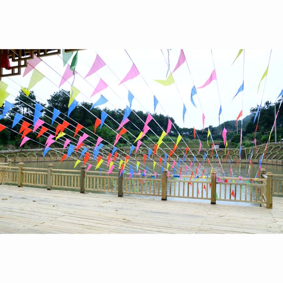 GOOHOCHY 100ft Multicolor Bunting Banner Flags for Outdoor Parties, Weddings, Birthdays, Grand Openings, Home and Event Decorations