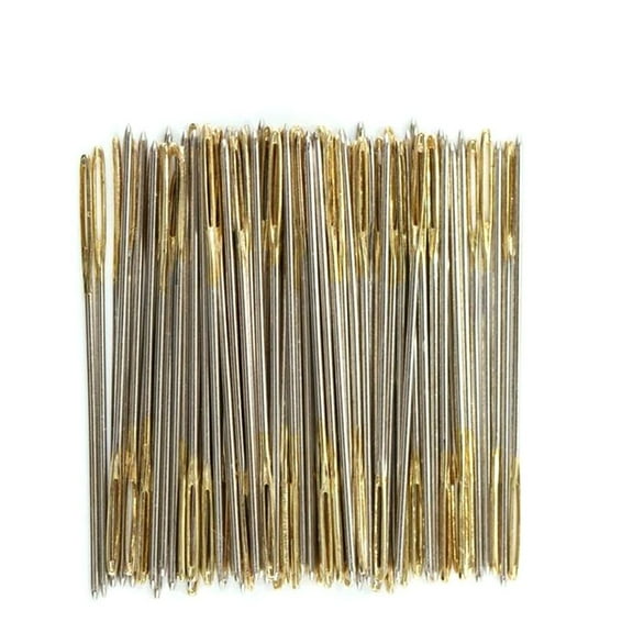 GOOHOCHY 100pcs Golden Tail Needle Cross Stitch Embroider DIY Needlework Needles