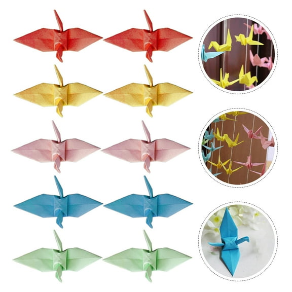 GOOHOCHY 100pcs Origami Crane Place Cards Origami Crane Bridal Shower Decor Origami Proposal Decor Multicolor Origami Paper Cranes For Bridal Shower And Birthday Party Decorations