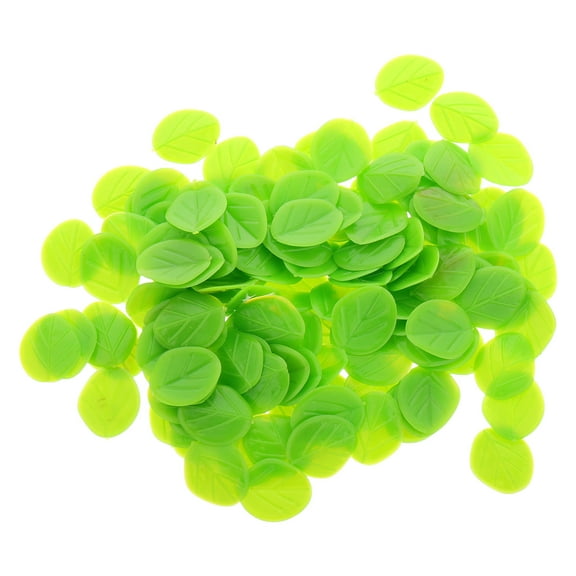 GOOHOCHY 100pcs Realistic Miniature Green Leaves Artificial Fake Leaves Dollhouse Decoration for Mini Landscape Layout Railroad Scenery 1.2cm