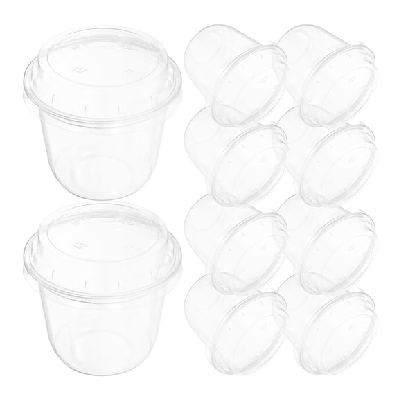 GOOHOCHY Set of 10 Clear Plastic Dessert Cups with Lids, 5oz Transparent Containers for Pudding, Snacks, Parties, and Events