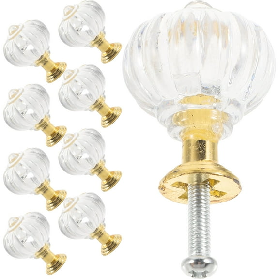 GOOHOCHY 10Pcs Golden Acrylic Cabinet Handle for Wardrobe Drawer Easy to Install